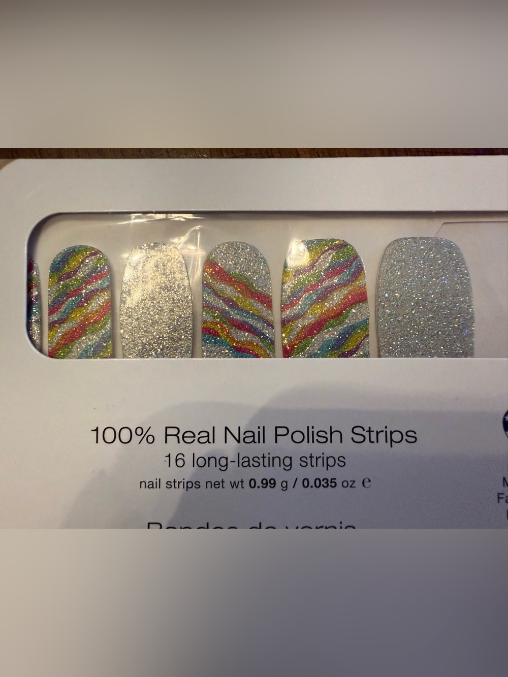 Color Street Inner Strength Silver Sparkle & Rainbow Wave Nail Strips